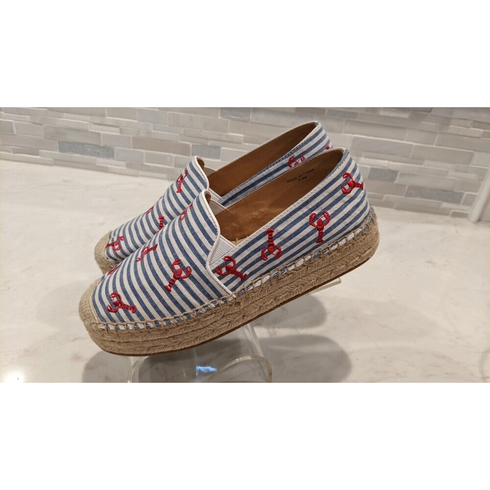 NEW~Talbots Quinn Platform Espadrilles Lobster Print Seersucker Slip-On Shoe 5.5 - Picture 4 of 11
